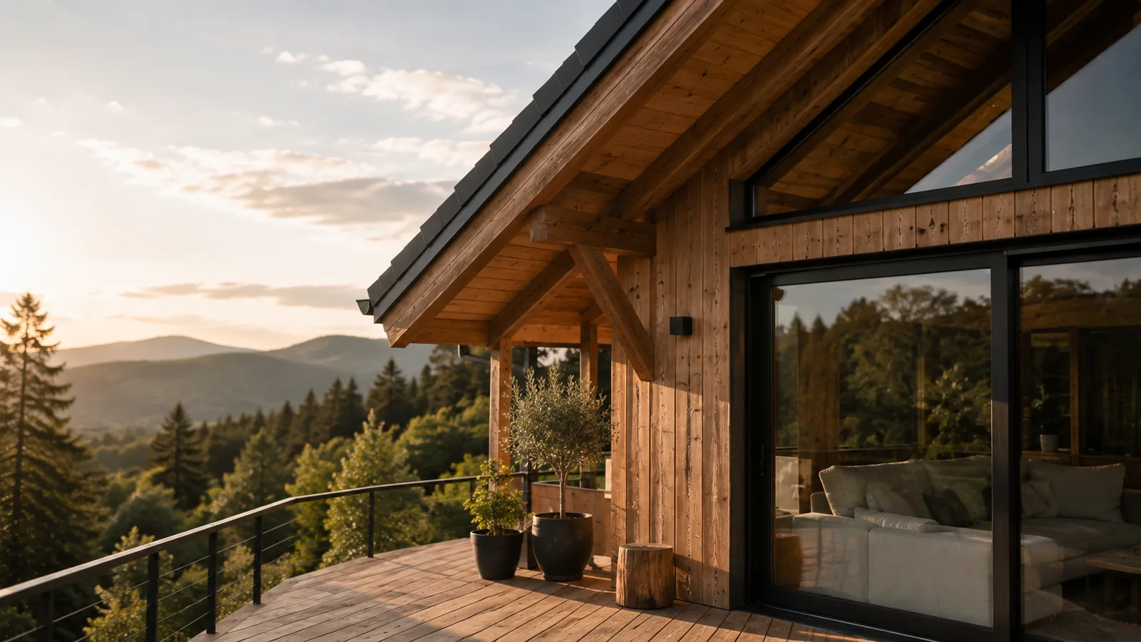 Aménagement extérieur en bois avec menuiseries contemporaines