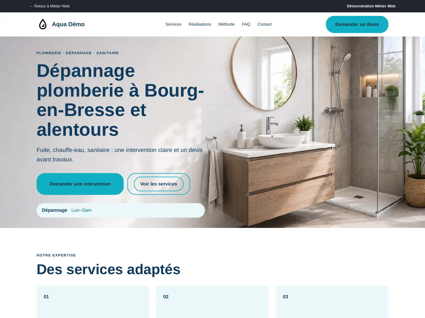 Démonstration de site internet pour plombier